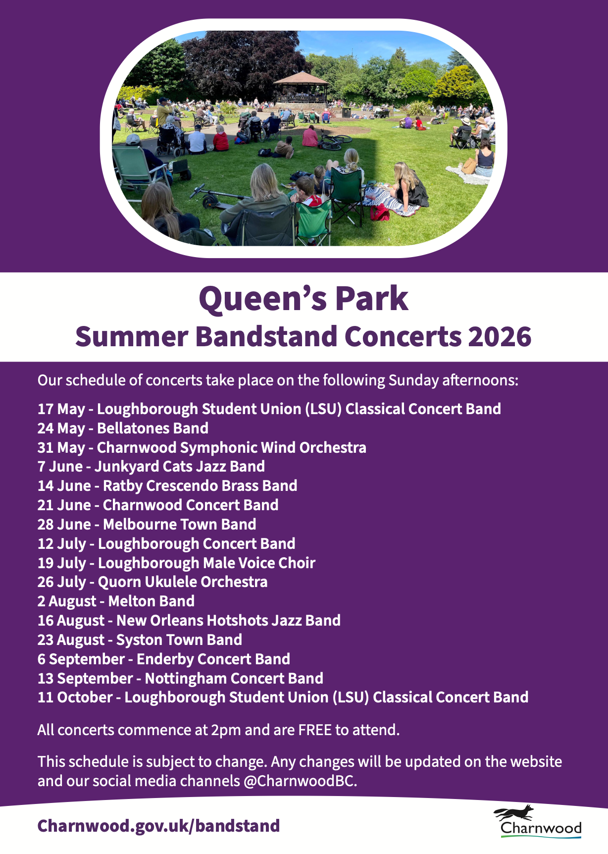 Queens Park Summer Bandstand 2026